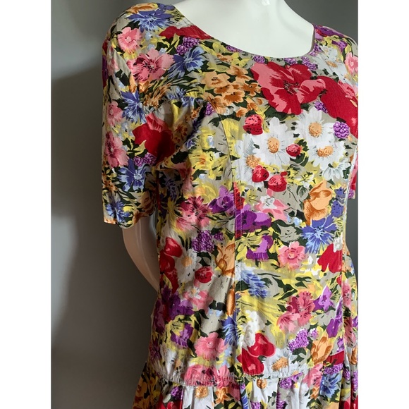 vintage 90s Bramble Lane : floral cotton dress - Picture 4 of 14